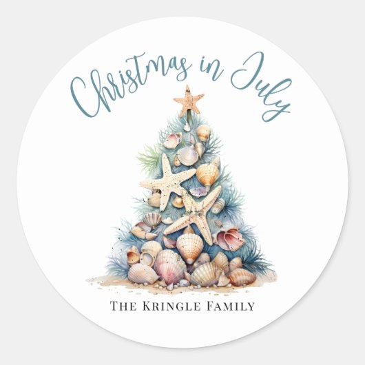 Strandkerst in juli ronde sticker (Voorkant)