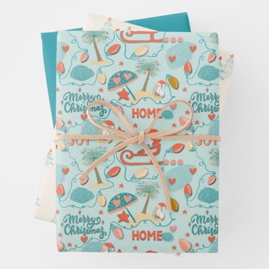 Strandkerst, kustkleur, aqua, sinaasappel, zand inpakpapier vel (In situ)