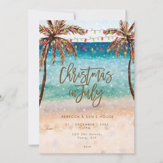 strandKerstmis op uitnodiging van juli (Voorkant)