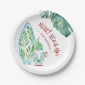 Strandkerstpapier Borden Schattigee tropische kers Papieren Bordje (Voorkant)