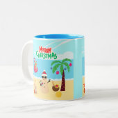Strandkerstscène Tweekleurige Koffiemok (Voorkant links)