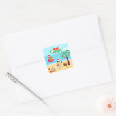 Strandkerstscène Vierkante Sticker (Envelop)