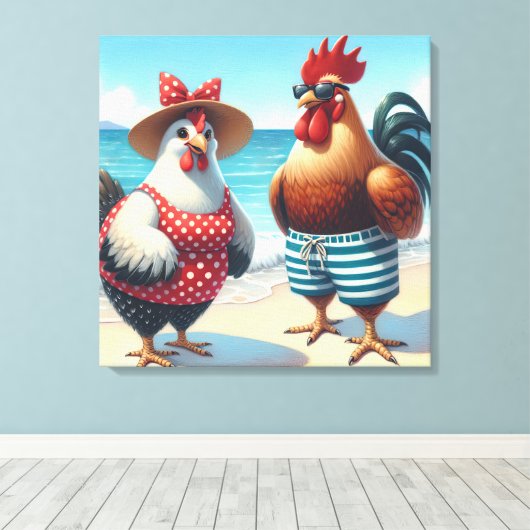 Strandkippen die badpakken dragen canvas afdruk (Insitu (Houten vloer))