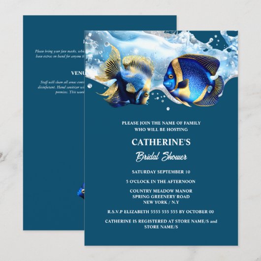 Strandkoraalrif vissen onder het zee scuba kaart (Voorkant / Achterkant)