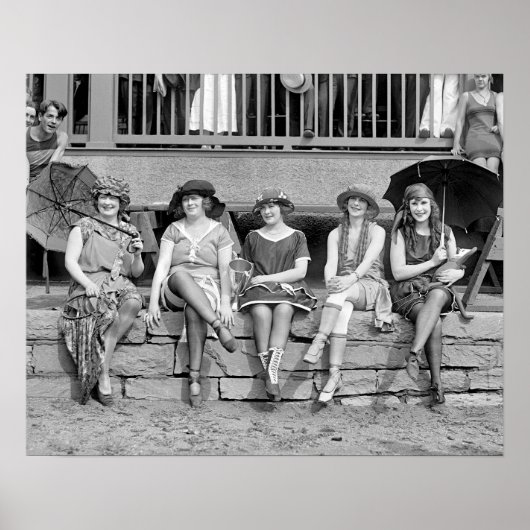 Strandkostuumwedstrijd, 1921. Oude foto Poster (Voorkant)