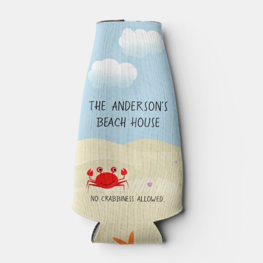 Strandkrab gepersonaliseerd flesjeskoeler (Voorkant)