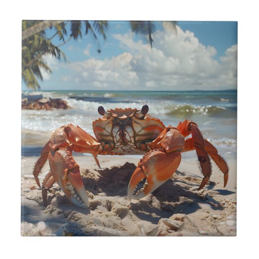 Strandkrab keramische Tegel Tegeltje (Voorkant)