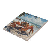Strandkrab keramische Tegel Tegeltje (Zijkant)
