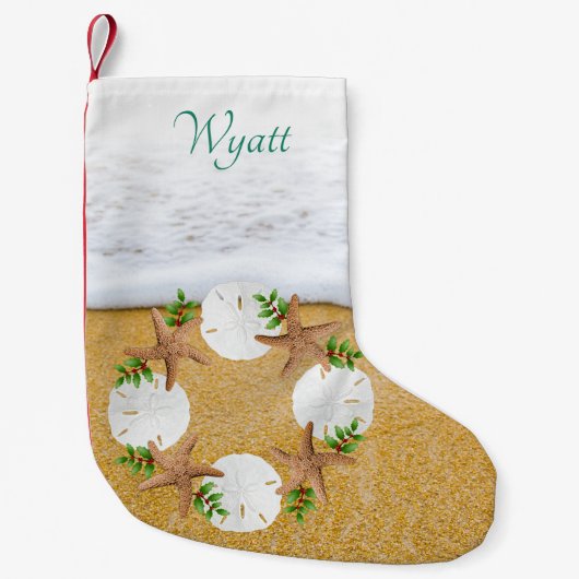 Strandkrans Zanddollars Dubbelzijdig Kleine Kerstsok (Voorkant)