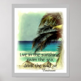 strandkunst Emerson citeert live in de zon Poster