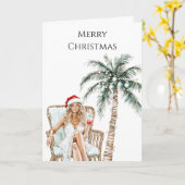 Strandkust Blond Vrouw Kerstmis Kaart (Gele Bloem)