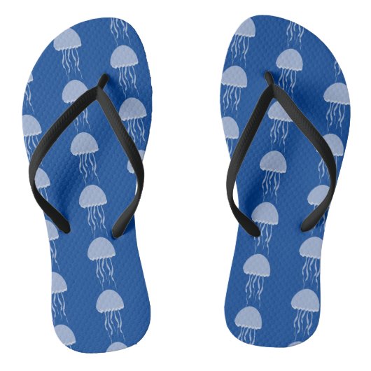 Strandkwalvis blauwe patroon slippers teenslippers (Voetbed)