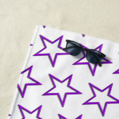 Strandlaken - 3D Paarse sterren en 2 blauw (In situ)