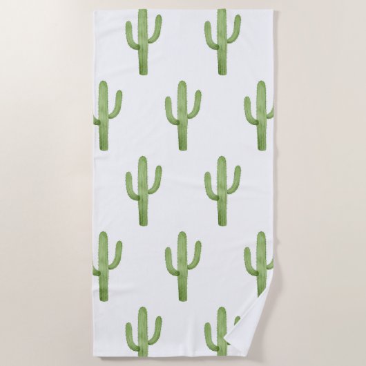 Strandlaken aquarel cactus (Voorkant)