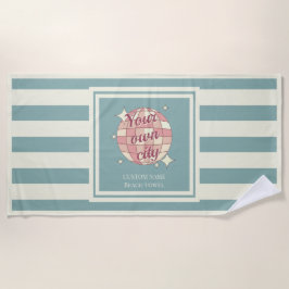 Strandlaken blauwgroen beige personaliseerbare sta