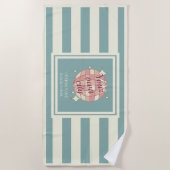 Strandlaken blauwgroen beige personaliseerbare sta (Voorkant)