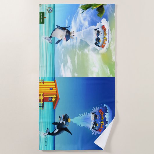 Strandlaken Je hebt walvispost! (Voorkant)