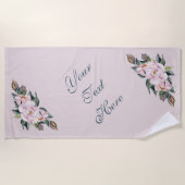 Strandlaken Magnolia roze bloemen (Voorkant)