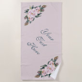 Strandlaken Magnolia roze bloemen (Voorkant)