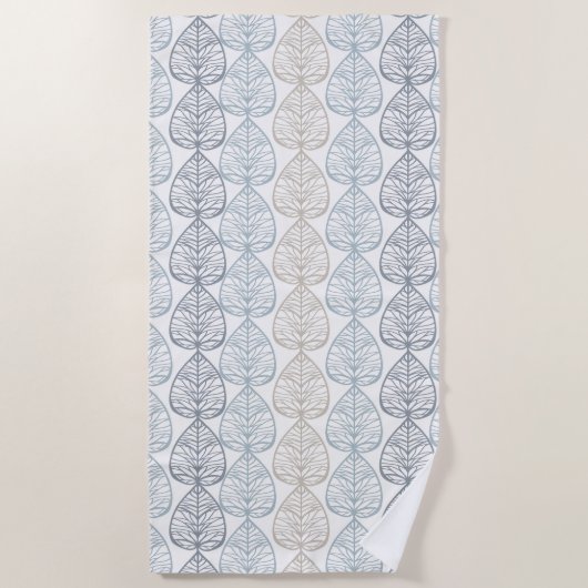 Strandlaken met abstracte planten ornamenten. (Voorkant)