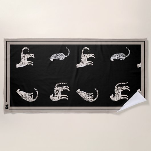 Strandlaken Monstera Leaf Plant en aangepaste naam (Voorkant)