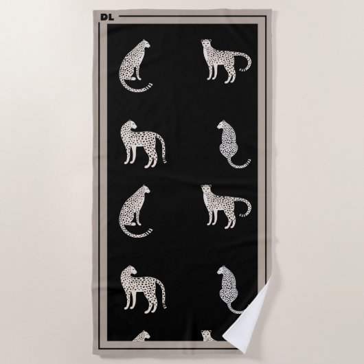 Strandlaken Monstera Leaf Plant en aangepaste naam (Voorkant)