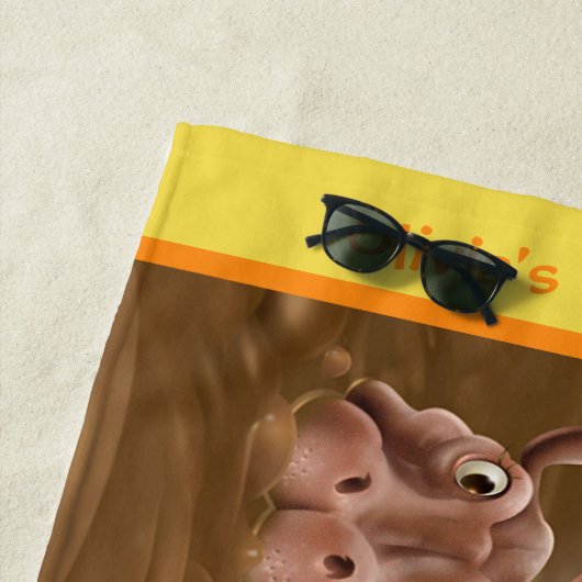 Strandlaken Muddy Hippos. Gele rand (In situ)