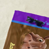 Strandlaken Muddy Hippos. Paarse rand (In situ)