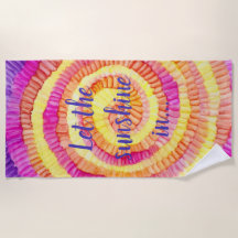 Strandlaken Pinwheel geel, roze, Sinaasappel