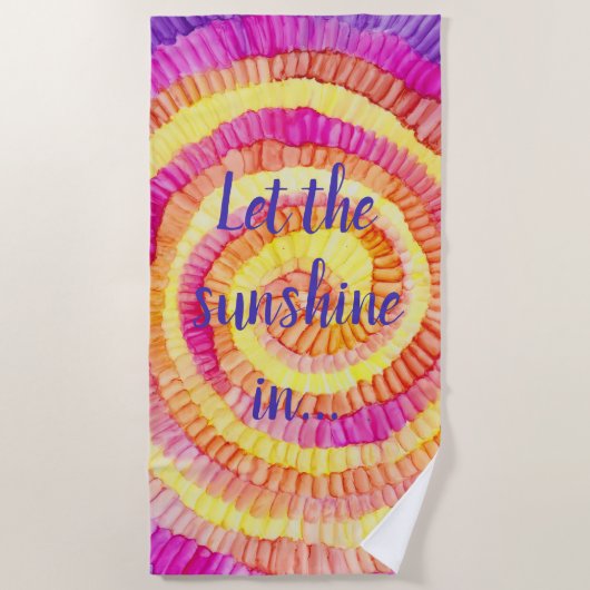 Strandlaken Pinwheel geel, roze, Sinaasappel (Voorkant)