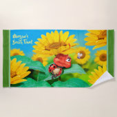 Strandlaken slaperig lieveheersbeestje zonnebloeme (Voorkant)