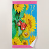 Strandlaken slaperig lieveheersbeestje zonnebloeme (Voorkant)