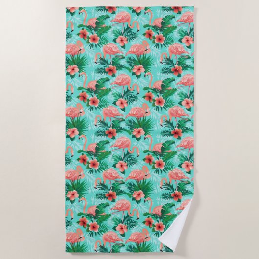 Strandlaken Tropische Flamingo (Voorkant)