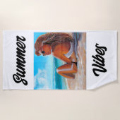 STRANDLAKEN UNIEK SCHILDEREND MEISJE ZITTEND OP HE (Voorkant)