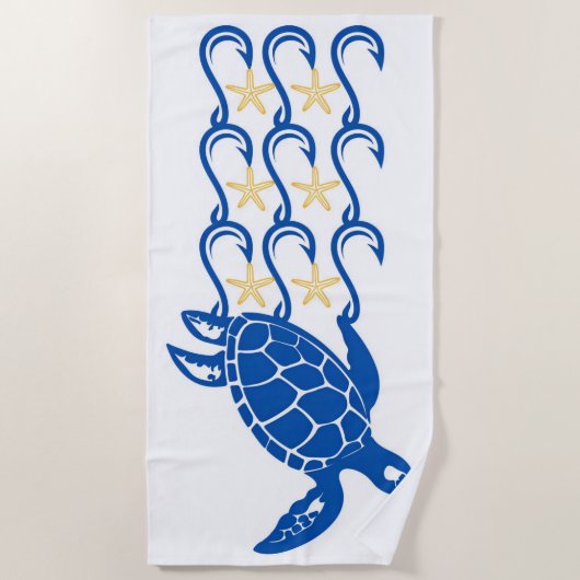 Strandlaken. Vang. Golven met schildpadden Strandlaken (Voorkant)