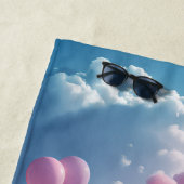 Strandlaken Verjaardag Roze Blauwe Ballonnen Sky (In situ)