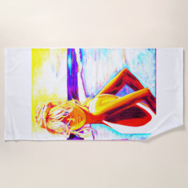 Strandlaken Vibrant Strandmeisje Afbeelding