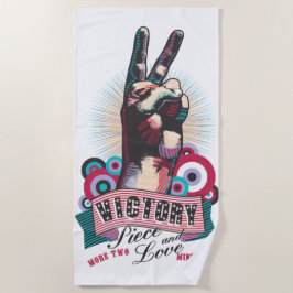 Strandlaken – Victory Peace & Love Pop-Art Design