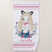 Strandlaken voor meisjes | Schattige Floral aangep (Voorkant)