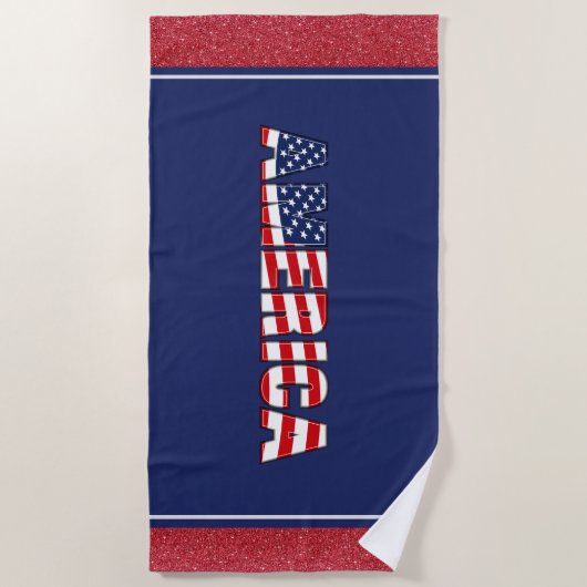 Strandlakens Amerika Glitter Rood, Wit, Blauw (Voorkant)