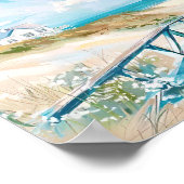 Strandlandschap Illustratie waterverf Stijl Poster (Hoek)