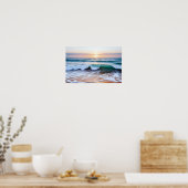 Strandlandschap Kust Zonsondergang Duik Rustig Rel Poster (Keuken)