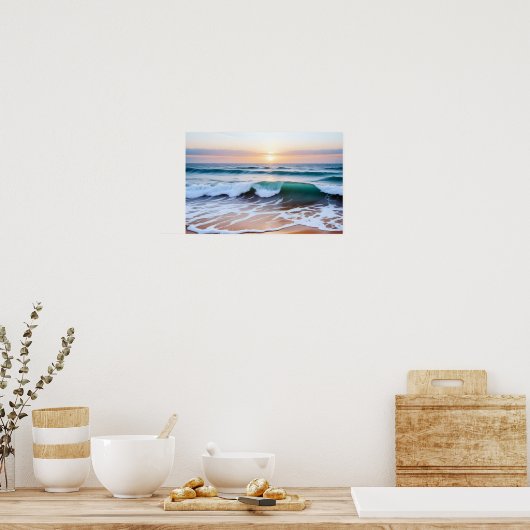 Strandlandschap Kust Zonsondergang Duik Rustig Rel Poster (Keuken)