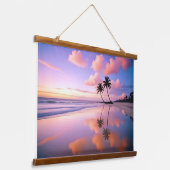 Strandlandschap Tropische zonsondergangschemering  Hangend Wandkleed (Gebogen)
