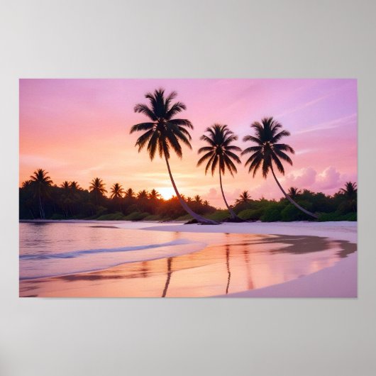 Strandlandschap Tropische zonsondergangschemering  Poster (Voorkant)
