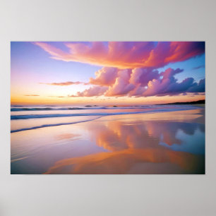 Strandlandschap Tropische zonsondergangschemering Poster