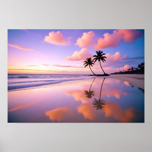 Strandlandschap Tropische zonsondergangschemering  Poster (Voorkant)
