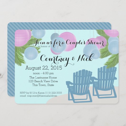 Strandlantaarns Echtpaar Douche Kaart (Voorkant / Achterkant)