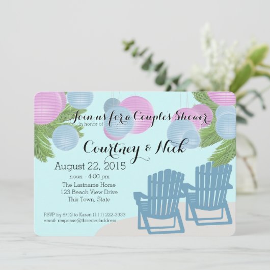 Strandlantaarns Echtpaar Douche Kaart (Staand voorkant)