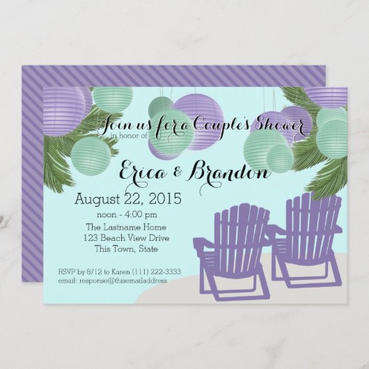 Strandlantaarns Echtpaar Douche Kaart (Voorkant / Achterkant)